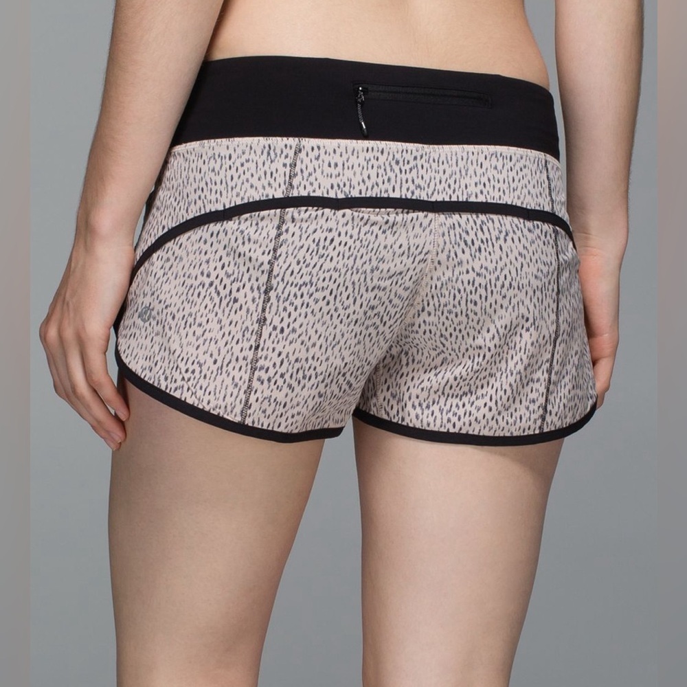 lululemon athletica Pink Speckle Running Shorts with Black Trim